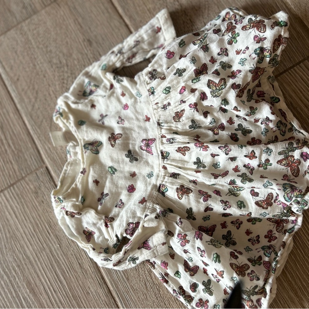 Old Navy White Baby Dress with Multicolor Butterfly Print